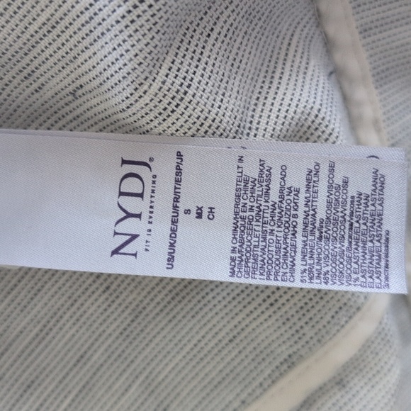 NYDJ Blue And White Striped Linen-Blend Single-Button Blazer Size Small - Picture 10 of 10